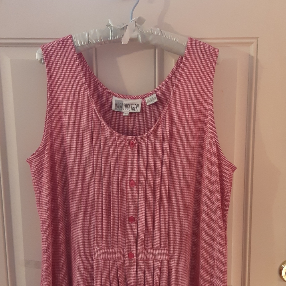 Bright pink checked dress